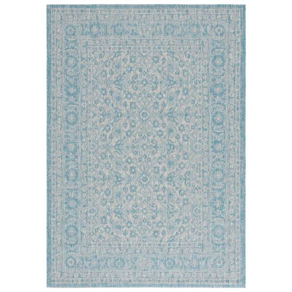 Courtyard 5 x 8 Aqua/Gray Persian Area Rug