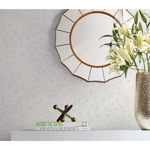 57.5 sq. ft. Pure Pearl Windham Shells Nonwoven Paper Unpasted Wallpaper Roll