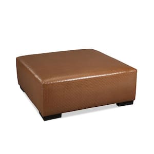 Marissa Brown Basketweave Leatherette Square Accent Medium Ottoman