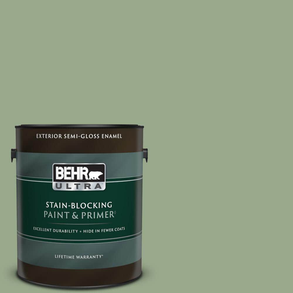 BEHR ULTRA 1 gal. PPU1105 Pesto Green SemiGloss Enamel Exterior