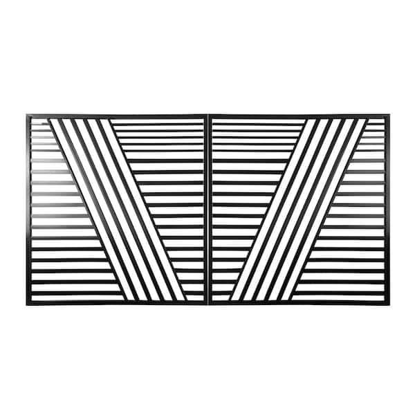 ALEKO 14 ft. x 6 ft. Sofia Black Metal Steel Dual Swinging Driveway Fence Gate