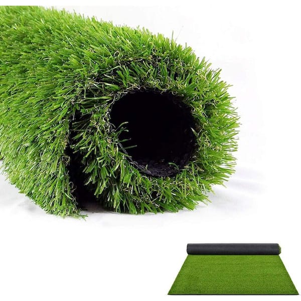 3 ft. x 32 ft. Green PVC Artificial Turf, Professional Outdoor Pet Lawn Mat with Drainage Holes Terrace Patio Backyard