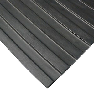 Corrugated Wide Rib 4 ft. x 4 ft. Black Rubber Flooring (16 sq. ft.)