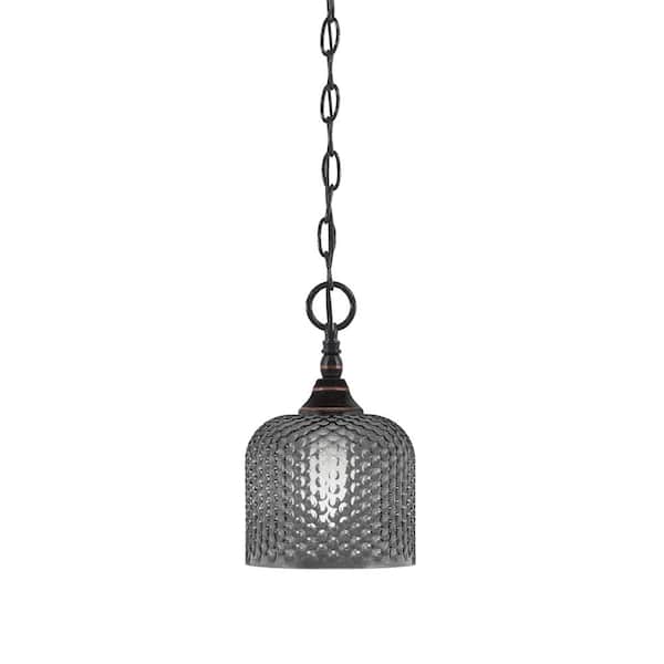 Unbranded Elva 100-Watt 1-Light Black Copper Shaded Pendant Light with 6 in. Smoke Glass Shade, No bulb included