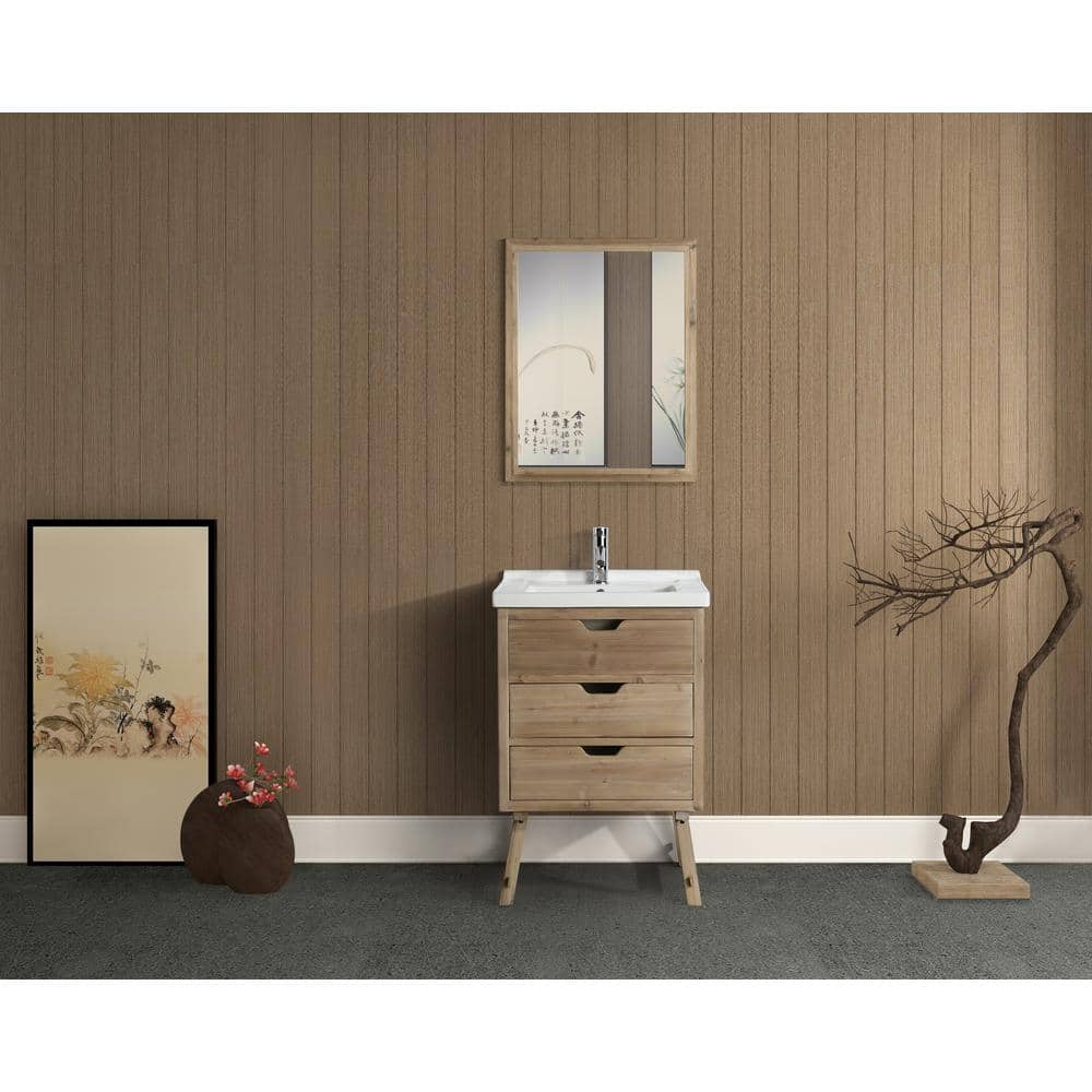 Fredric 24" Natural Reclaimed Wood Single Sink Vanity