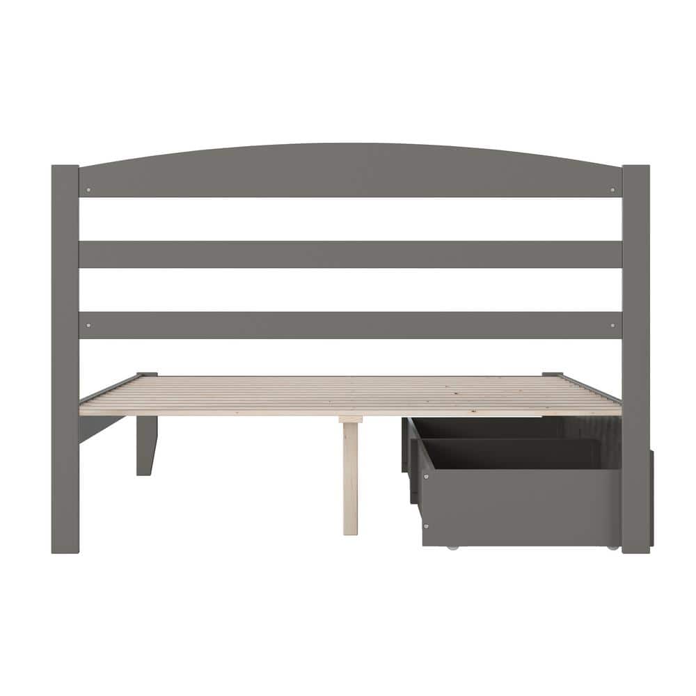 Warren Gray Queen Wood Platform Bed with Storage Drawers