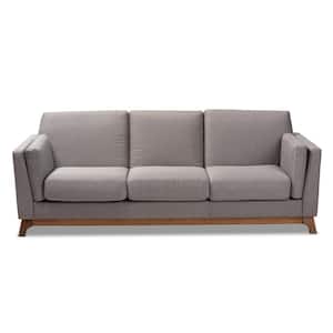 Sava 81.7 in. Gray Polyester 3-Seater Bridgewater Sofa with Square Arms