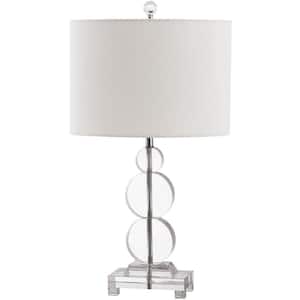 Moira 23 in. Clear Crystal Disc Table Lamp with Off-White Shade