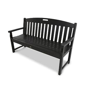 Yacht Club 60 in. Plastic Outdoor Bench in Charcoal Black