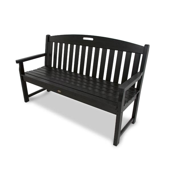 Trex Outdoor Furniture Yacht Club 60 in. Plastic Outdoor Bench in Charcoal Black