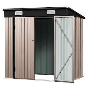 6 ft. W x 4 ft. D Single Pitched Roof Lean-To Storage Metal Shed with Double Lockable Door, Vents (24 sq. ft. )