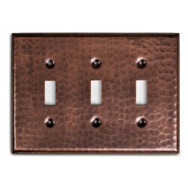 Pure Copper Hand Hammered Triple Toggle Wall Plate