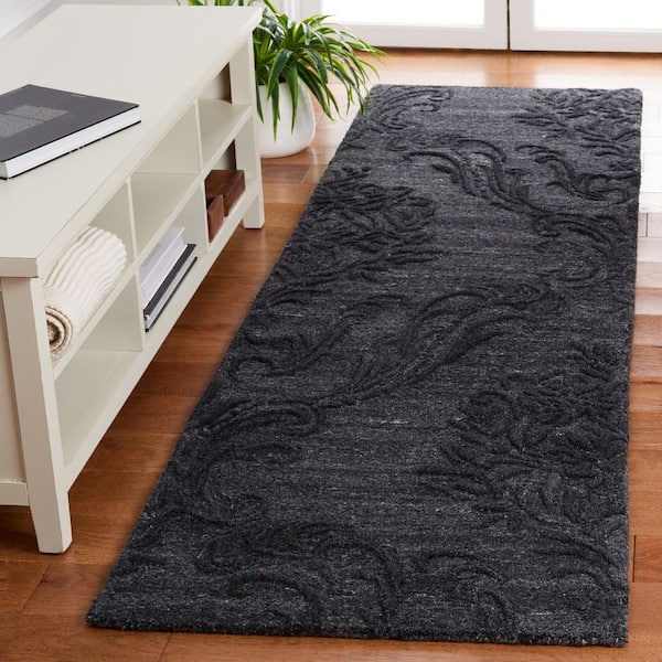 Jardin 2 ft. x 8 ft. Black Floral Runner Rug