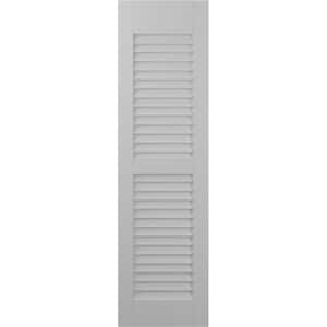 Americraft 12 in. W x 40 in. H 2-Equal Louver Exterior Real Wood Shutters Pair in Primed