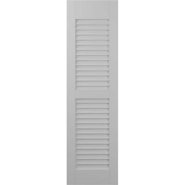 Ekena Millwork 12 in. W x 72 in. H Americraft 2 Equal Louver Exterior Real Wood Shutters Per Pair in Primed