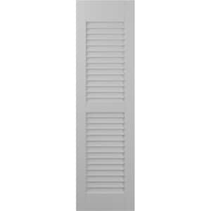 18 in. W x 40 in. H Americraft 2 Equal Louver Exterior Real Wood Shutters Pair in Primed