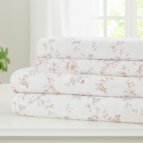 Modern Threads Printed 4-Piece Microfiber Sheet Set Kashmir Rose Clay Queen
