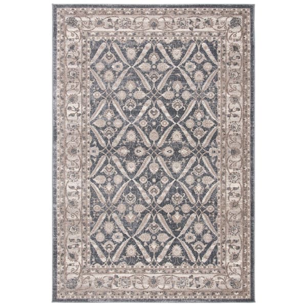 Sofia 8 ft. x 10 ft. Dark Gray/Beige Border Area Rug