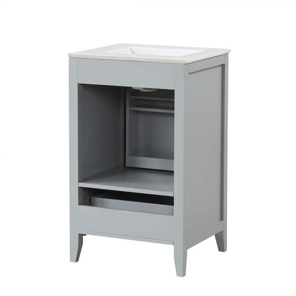 Ziyudura 20 in. Single Sink Freestanding Grey Bath Vanity with