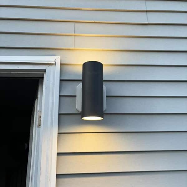 Cedar Hill 11 in. Cylinder Black LED Outdoor Wall Sconce 106002