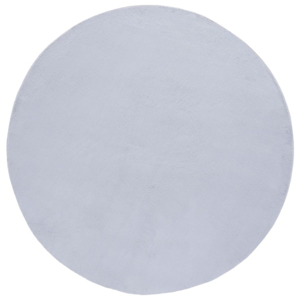 SAFAVIEH Faux Rabbit Fur Light Gray 4 ft. x 4 ft. Machine Washable Solid Color Flokati Round Area Rug