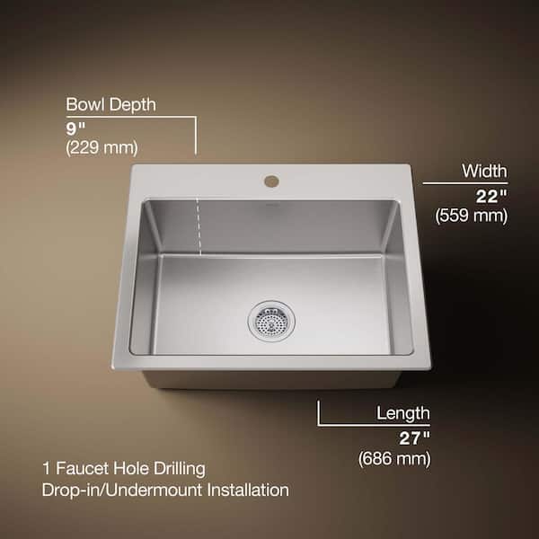Kitchen Sink Stainless Steel 25 X 22 Inch Single Bowl Drop In Kitchen Sink Topmount 18 Gauge Basin Bottom Grid Drain Strainer Set - View #8