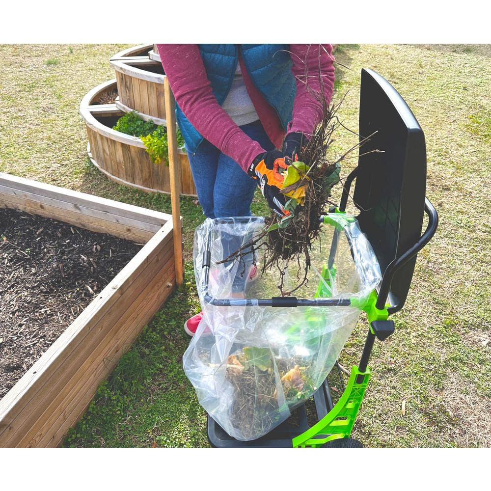 Adjustable Black and Green Metal Garden Cart with Lid