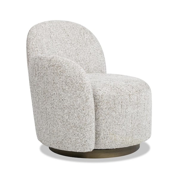 Jennifer Taylor Duo 31.5 in. LAF 1-Arm Swivel Accent Chair in Multi-Greige Beige Chenille