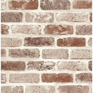 30.75 sq. ft. Adobe Washed Faux Brick Vinyl Peel and Stick Wallpaper Roll