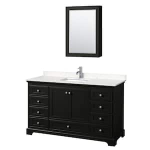 Deborah 60 in.W x 22 in.D Single Vanity in Dark Espressow/Cultured Marble Vanity Top in LightVein Carraraw/Basin&Med Cab