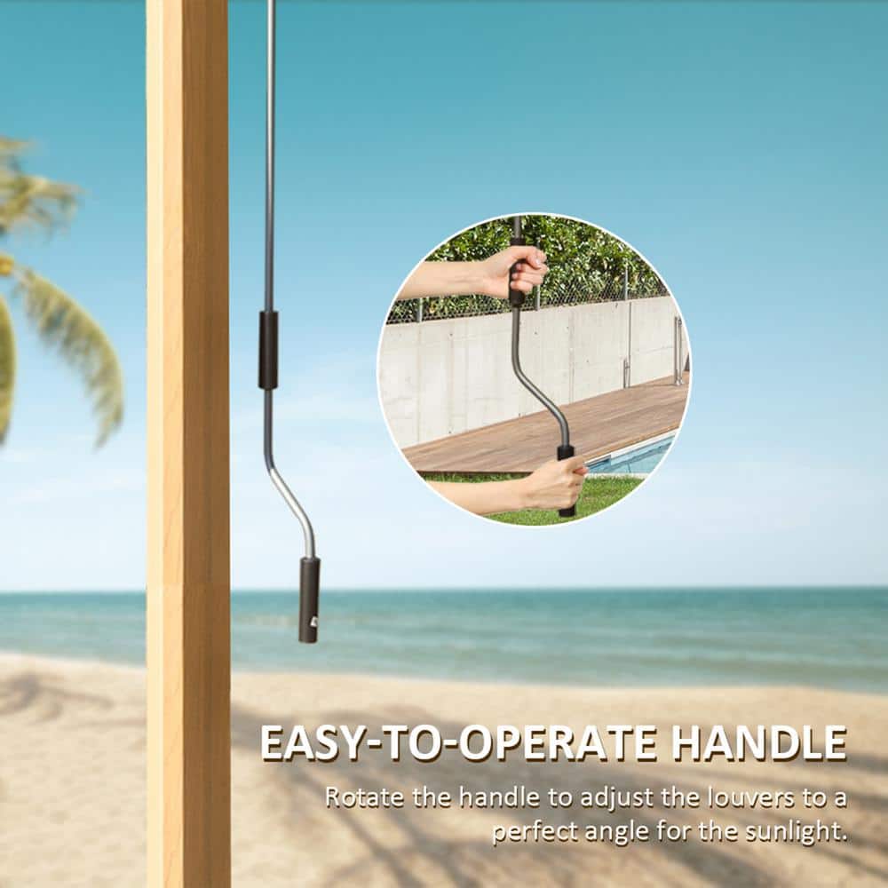 Brown and Gray Aluminum Metal Louvered Pergola 10 ft. x 13 ft.