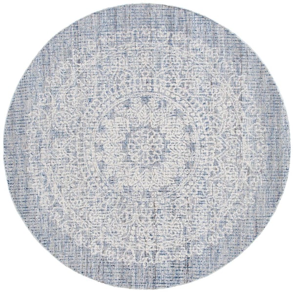 SAFAVIEH Ebony Blue/Ivory 6 ft. x 6 ft. Oriental Round Area Rug
