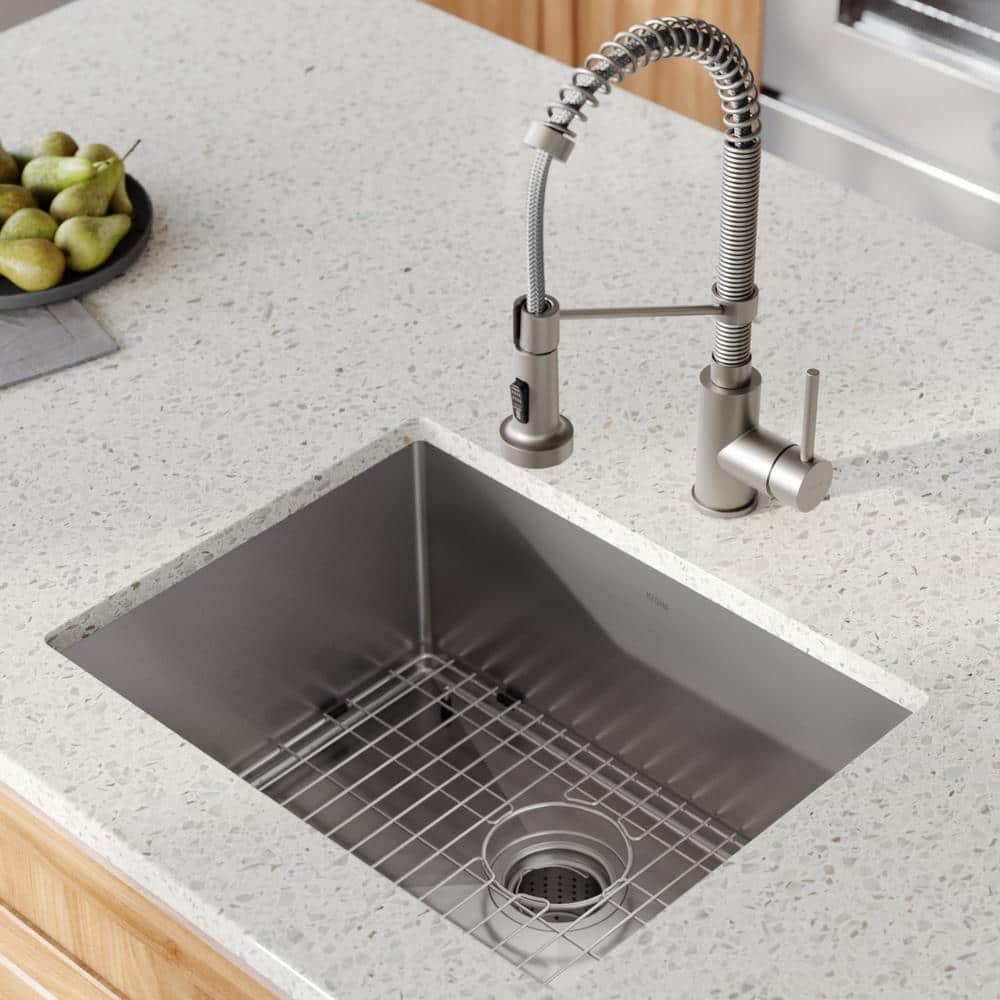 23" Matte Black Stainless Steel Undermount Kitchen Sink with Faucet