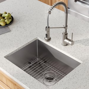 Standart PRO 23 in. Undermount Single Bowl 16 Gauge Stainless Steel Kitchen Sink Faucet in Stainless Steel
