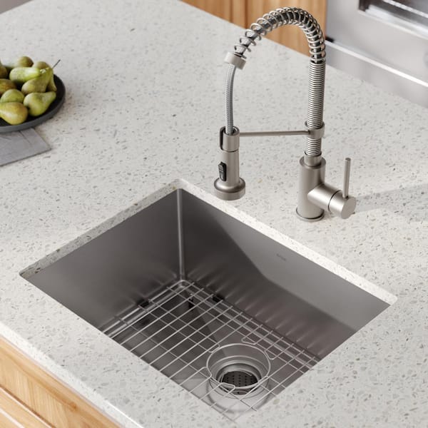 Standart PRO 23 in. Undermount Single Bowl 16 Gauge Stainless Steel Kitchen Sink Faucet in Stainless Steel