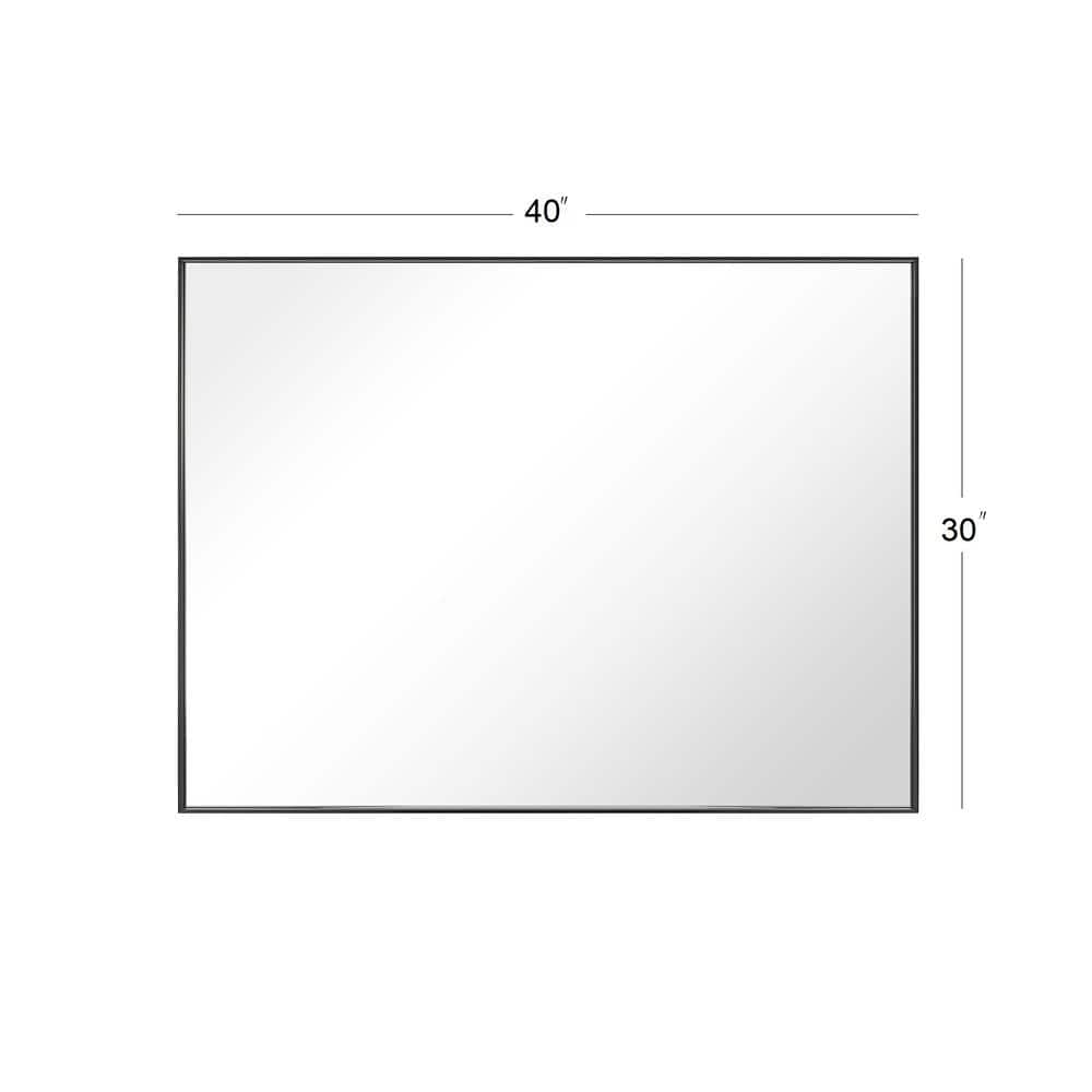 Modern Black Aluminum Framed Rectangular Vanity Mirror 40"Wx30"H