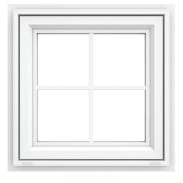 JELD-WEN 23.5 in. x 23.5 in. V-4500 Series White Vinyl Awning Window with Colonial Grids/Grilles