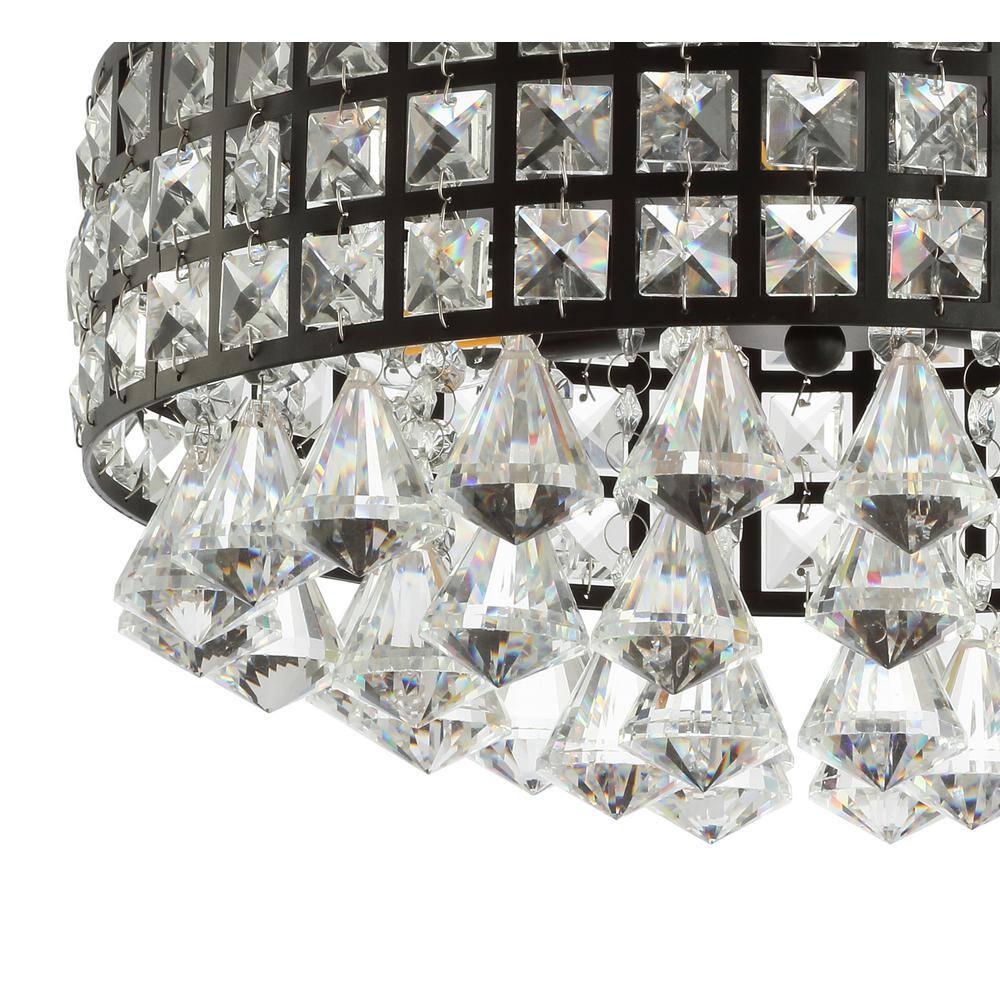 Meredith 14.5" Black Crystal Drum LED Flush Mount