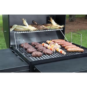 Cart-Style Charcoal Grill in Black with Side Shelf and Foldable Front Shelf