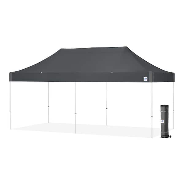 E Z UP Vantage Series 10 ft. x 20 ft. Steel Gray Instant Canopy Pop Up Tent with Roller Bag VG3WH20SG The Home Depot