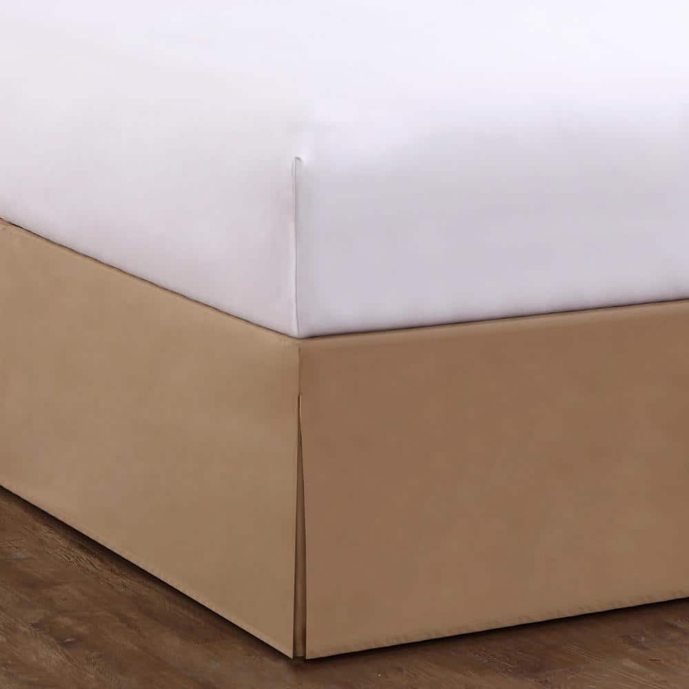 King Size Brown Polyester Bed Skirt with Split Corners