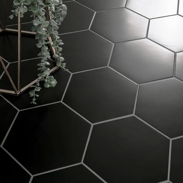 MSI Take Home Tile Sample - Glassel Nero Hexagon 4 in. x 4 in