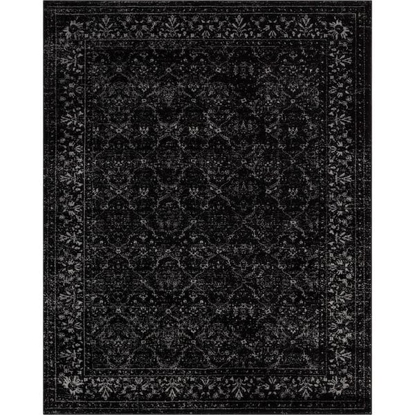 Zazzle Argos Vintage Trellis Border Black 7 ft. x 9 ft. Area Rug