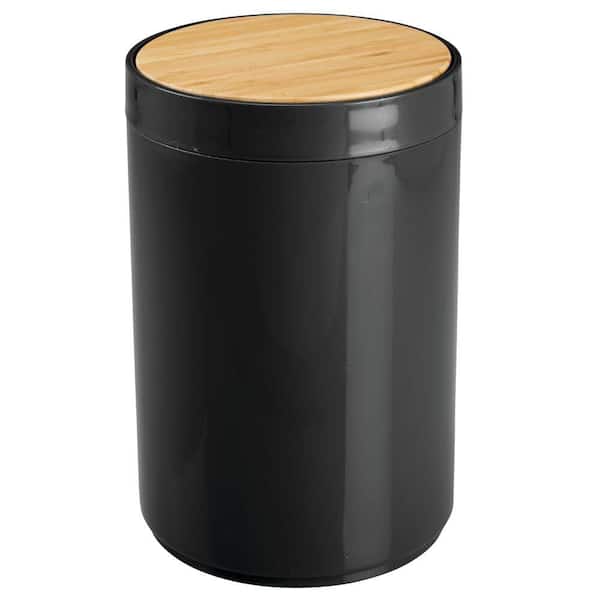 Unbranded 1.3 Gal. Black Plastic Circular Trash Can with Swinging Closure Lid