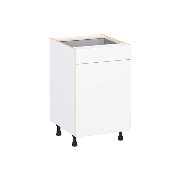 Timberline 21 in. W x 24 in. D x 34.5 in. H Assembled Slab Base Kitchen Cabinet in Bright White with Drawer