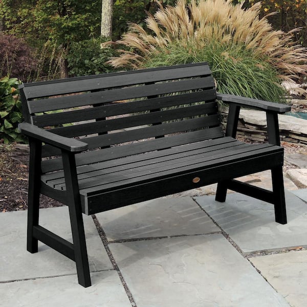 Weatherly 5 ft. 2-Person Black Recycled Plastic Outdoor Garden Bench
