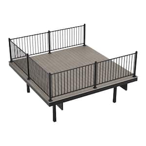 Infinity IS Freestanding 12 ft. x 12 ft. Caribbean Coral Grey Composite Deck Kit with Steel Frame and Steel Rail
