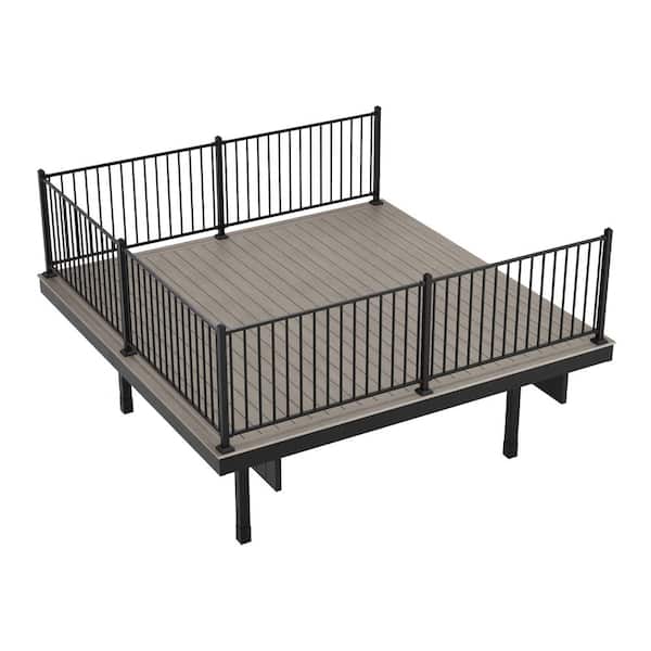 FORTRESS Infinity IS Freestanding 12 ft. x 12 ft. Caribbean Coral Grey Composite Deck Kit with Steel Frame and Steel Rail