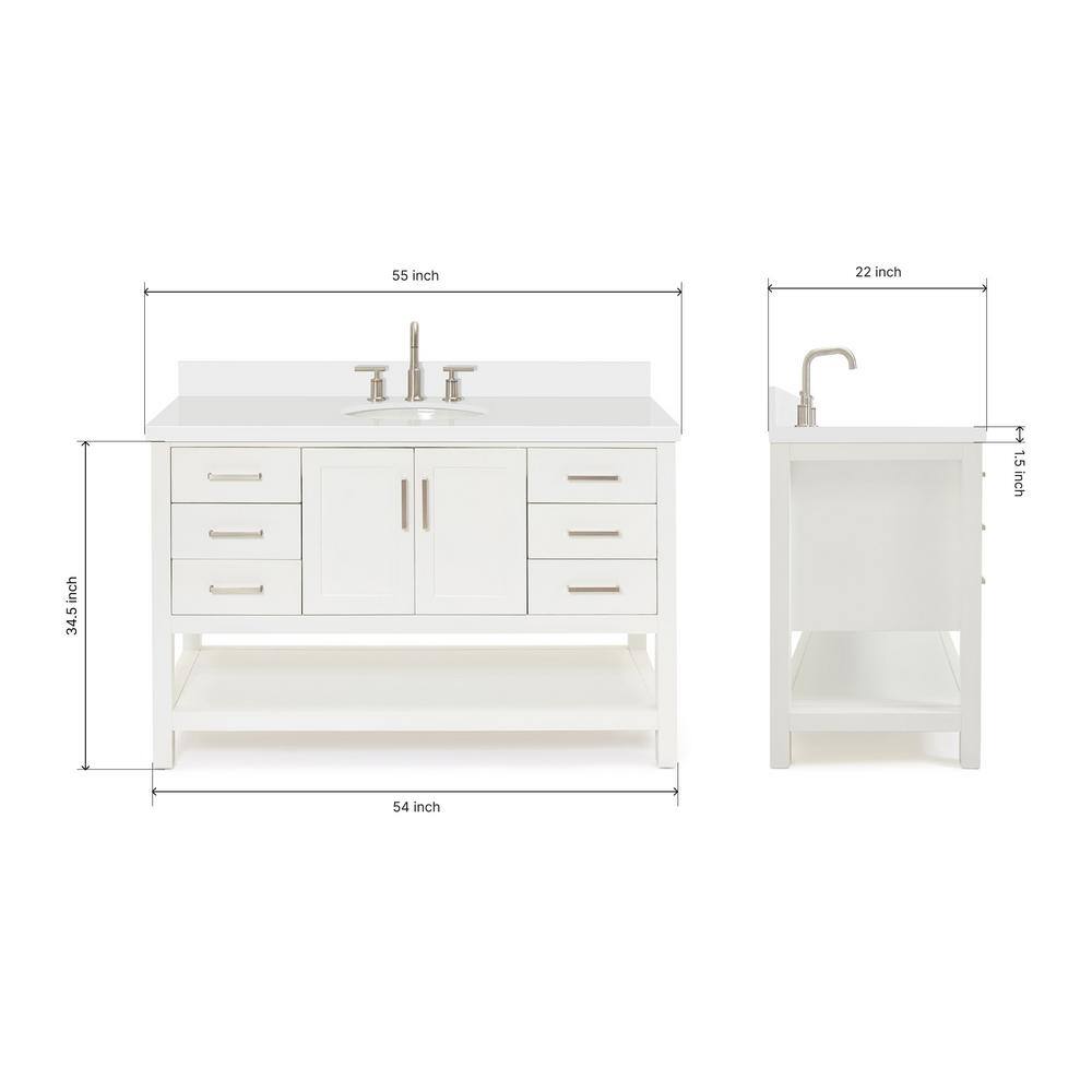 Magnolia 55" White Freestanding Single Bathroom Vanity Set
