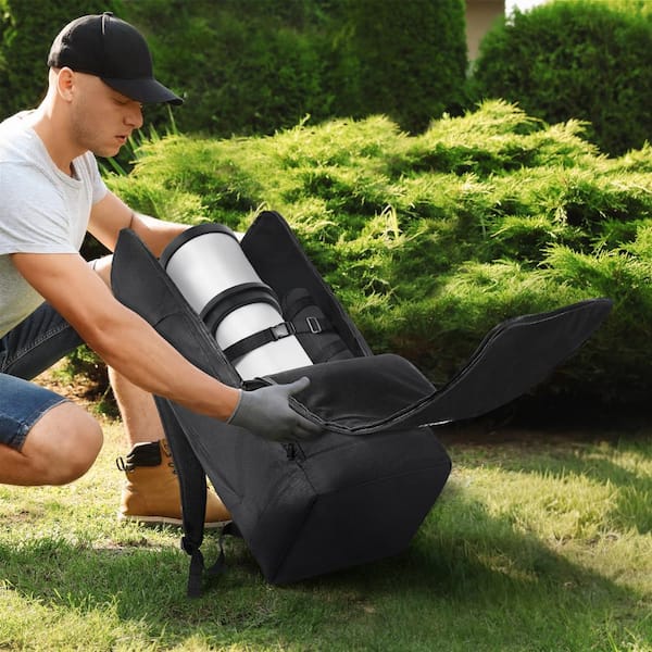 29.9in. Black Telescope Case Telescope Storage Backpack with Strap Pockets Shoulder Traps Briefcase ( M )